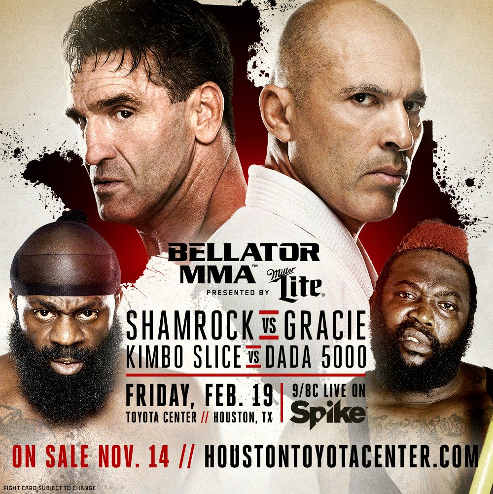 Gracie vs. Shamrock as the main event and Kimbo Slice will be fighting in t...