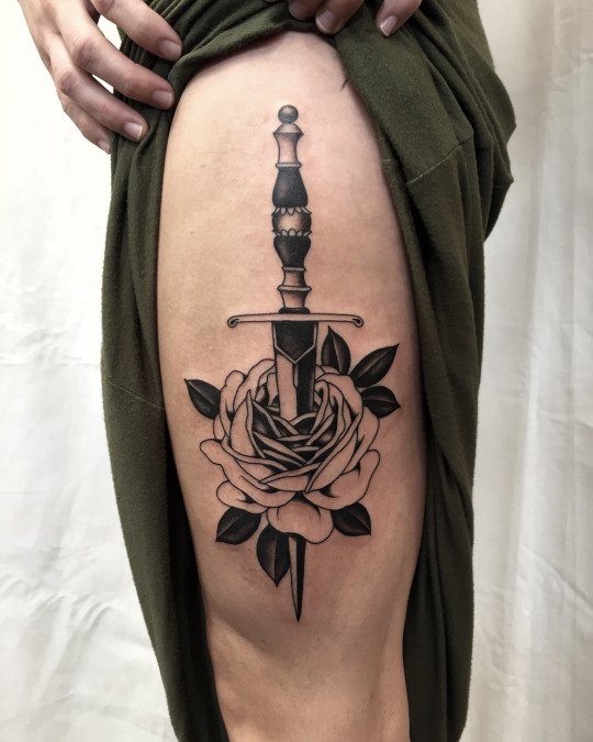 Sword and Roses by John Boletta at Strange World Tattoo Calgary AB  r tattoos