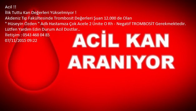 ACİL KAN İHTİYACI VAR