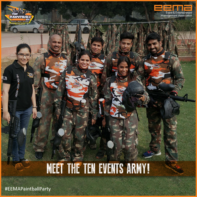 eemaindia's tweet photo. Meet the #TENEvents team looking all poised and optimistic at the #EEMAPaintballParty! https://t.co/73QjJQCLOC