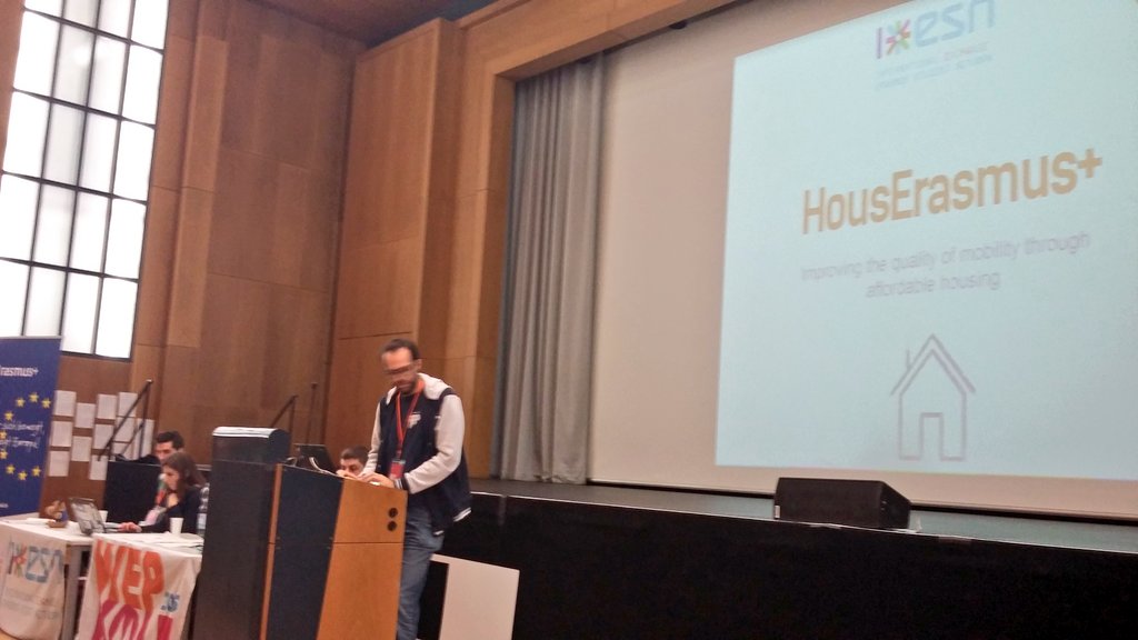 Thomas <a href="/ESN_Int/">ESN International</a> presenting #HousErasmus+ project that will improve housing situation to improve mobility #WEPkoeln