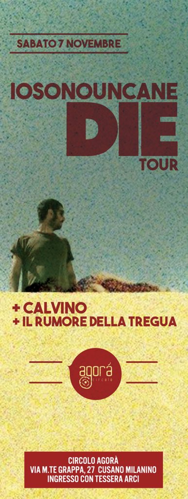 spntms's tweet photo. Stasera si suona con #Calvino: ci vediamo al Circolo Arci Agorà di Cusano Milanino, dopo di noi @IOSONOUNCANE. Yeah https://t.co/deSuL5CMuI