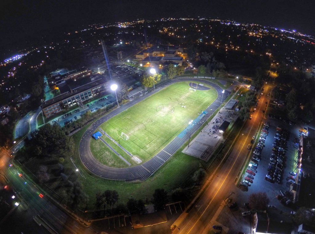 CadetAthletics's tweet image. A birds eye view of Cadet Stadium at night! Photo courtesy of Michael Weddle