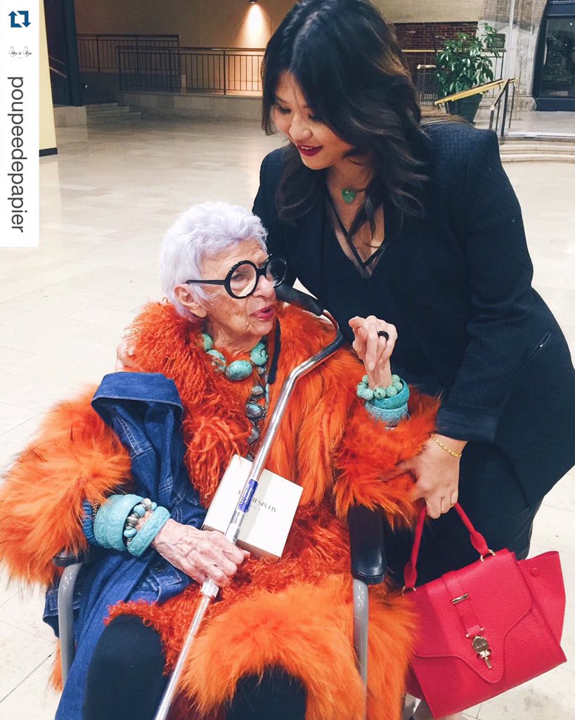 Studio_PDP's tweet photo. @Studio_PDP Creative Director VRIKO S.KWOK as seen in #STLfw w/ the legendary @IrisApfel ❤️💋💕✨ #idol #irisapfel https://t.co/3B4lQ98XBc