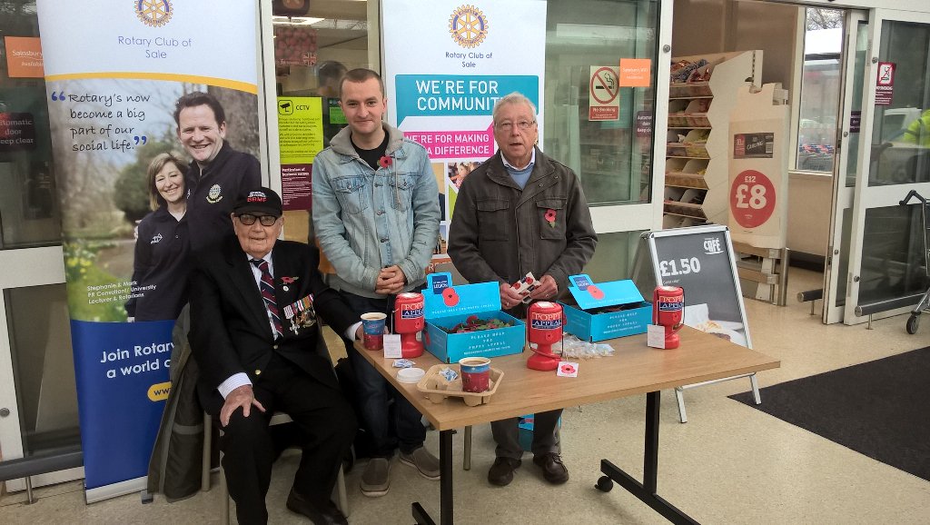 We're collecting for <a href="/PoppyLegion/">Royal British Legion</a> at <a href="/sainsburys/">Sainsbury's</a> in Sale. Say hello if you're passing :)