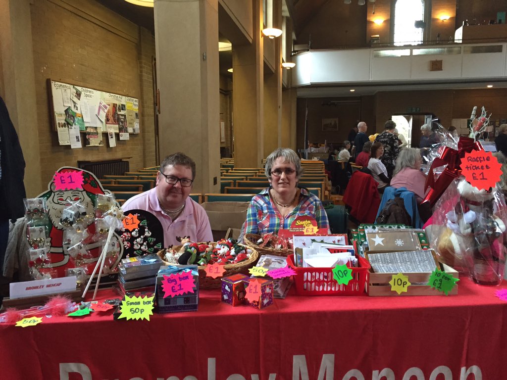 BromleyMencap's tweet photo. Thanks to our #dedicated #volunteers for selling #christmas cards &amp; gifts today. Drop in to #Hayes Free Church https://t.co/eZwKC2r9n6