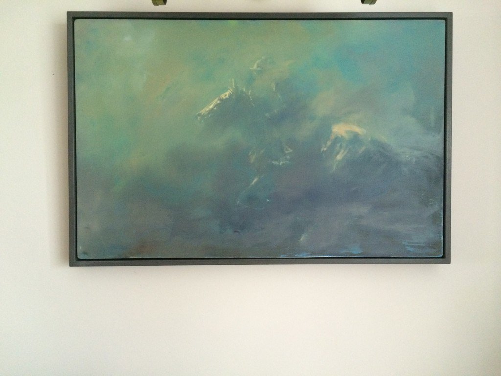 #oilpaintings are getting lots of excitement from #BeyondRacing catalogue. #ExerciseinBlue framed and sold below.