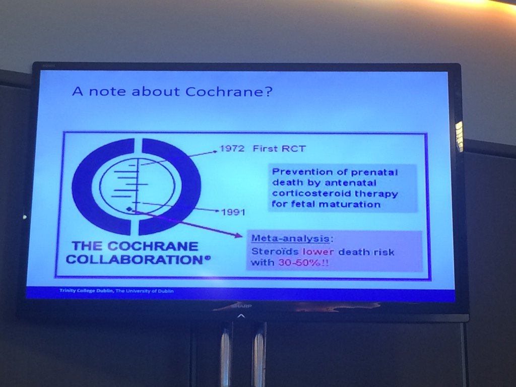 AdamMeakins's tweet image. @FionaWilsonf starts off with the Hx of Cochrane #ISCPConf15