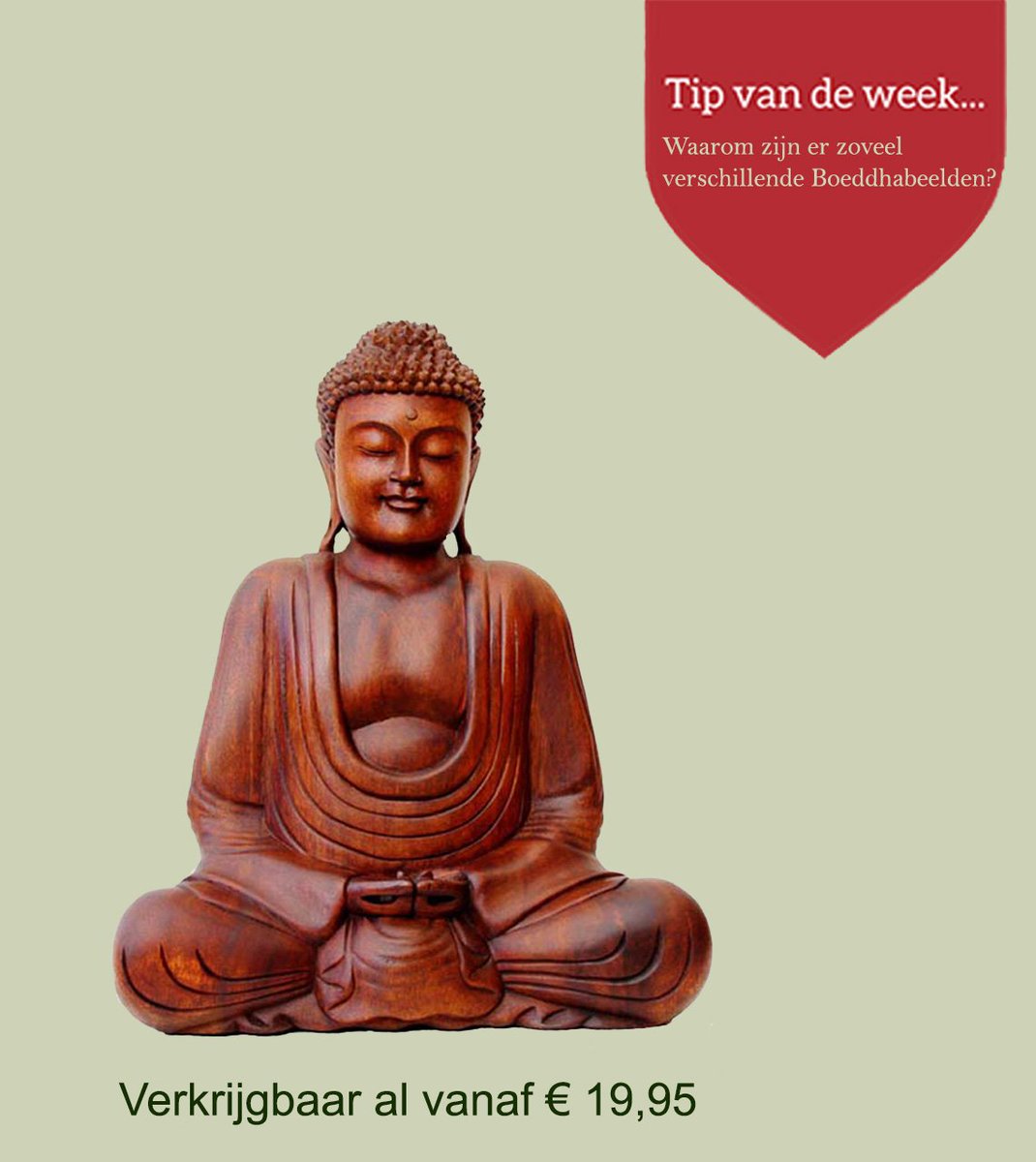 Onderstaande Boeddha is afgebeeld met de Dhyana Mudra of Yoga positie genaamd.
Dit is de klassieke meditatiehouding.