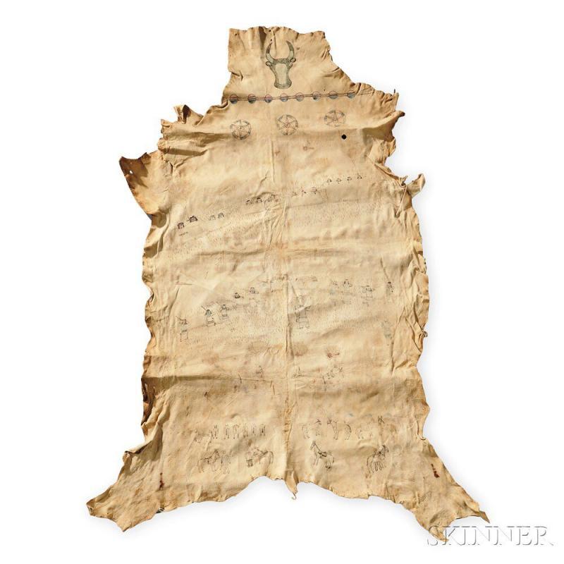 Bidsquare's tweet image. Bid today #Rare Historic Painted Hide by Chiricahua Apache #Naiche @skinnerinc buff.ly/1NeZKmi