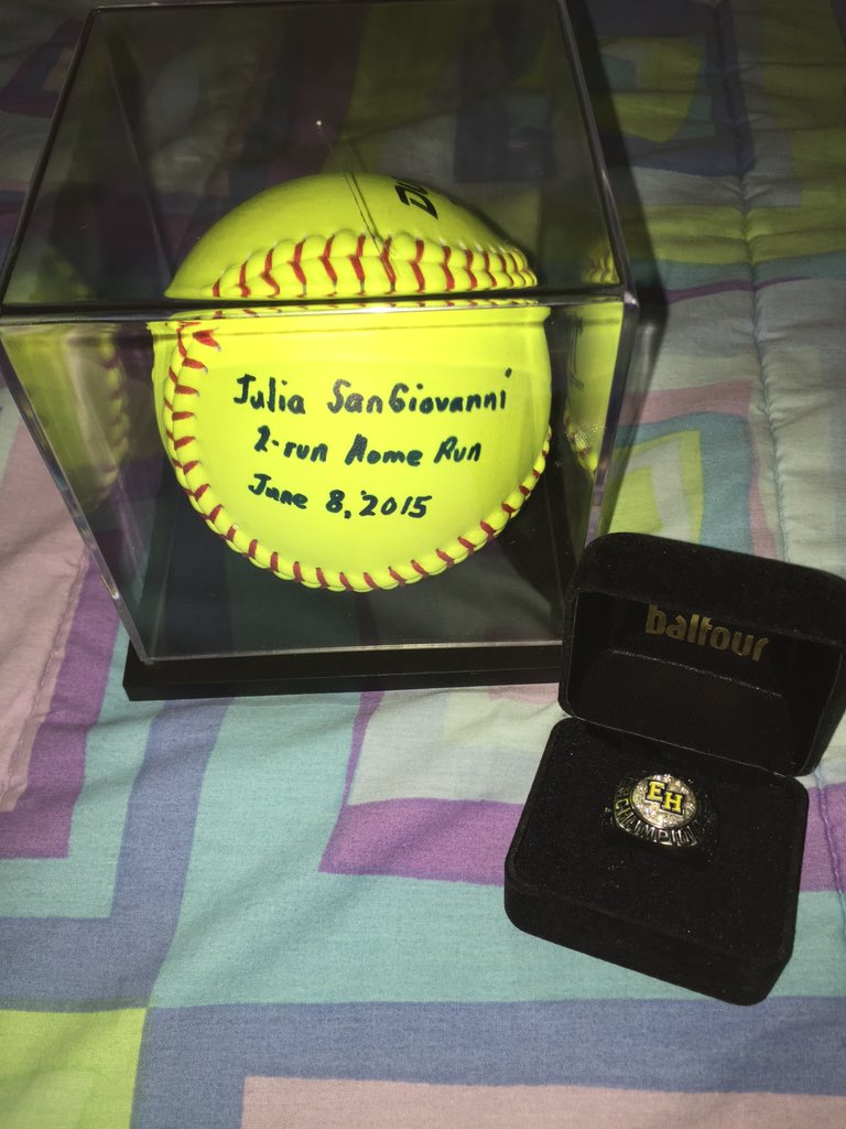 juliaaa207's tweet photo. just incase anyone forgot we're state champs 💍😍 #ehsoftball https://t.co/xPBcTEUyxd