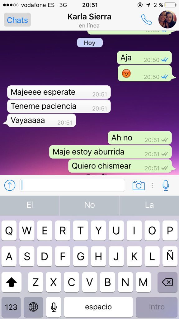 maffernandezgm's tweet photo. @KarlitaSierra dos horas maje, dos horas!!!! Apúrate #quierochismear https://t.co/PYcUYAVzpl