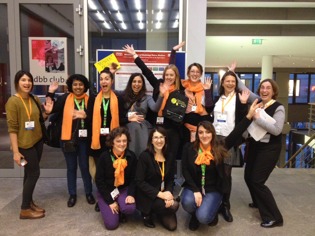 gendersummit's tweet photo. Enthusiastic team Handing over the #GS7Eu poster prize: free participation in the next Gender Summit. https://t.co/udlxfD8zhg