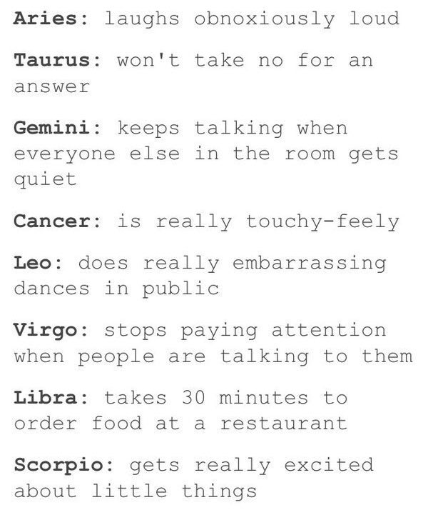 sweetscopes's tweet image. cute but embarrassing things the signs do: