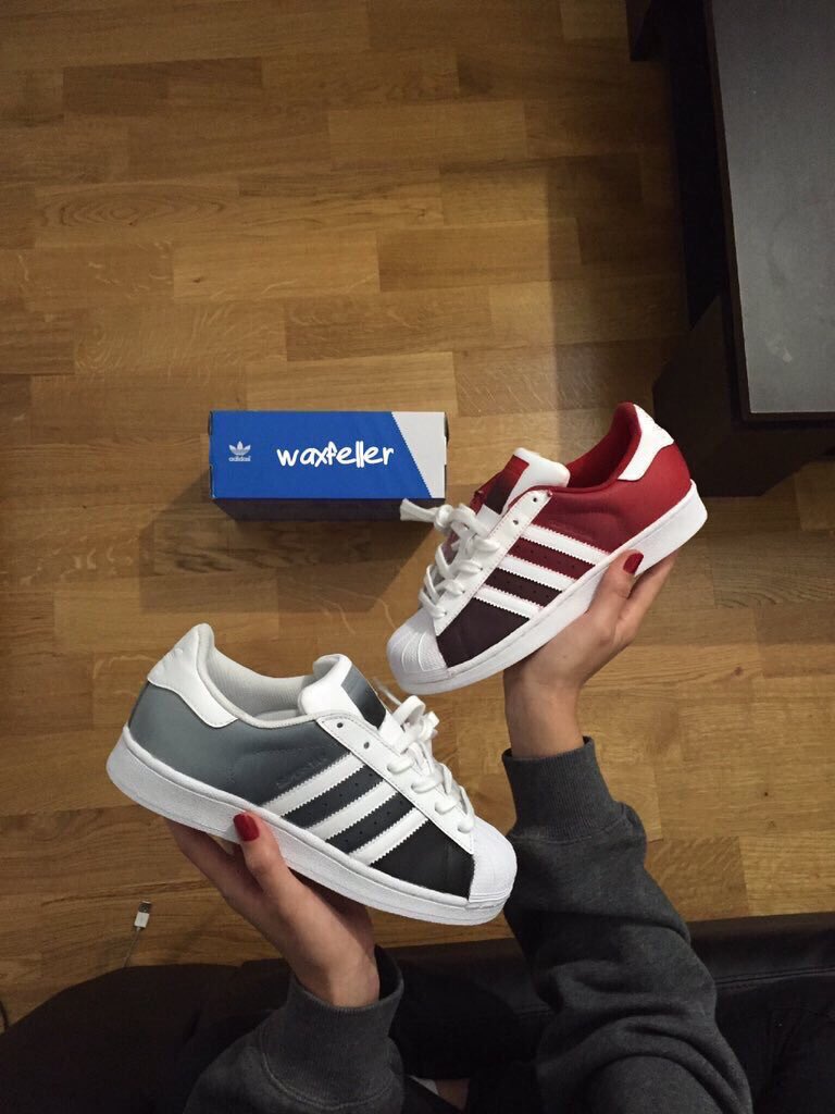 Creperoom's tweet photo. Adidas Superstar 'Scarlett Blood' Vs 'Winter Black'.

Which pair would you cop? https://t.co/mbupDq8YKu