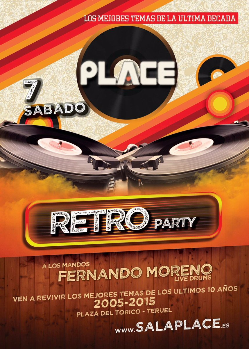 Esta noche repasamos los mejores temas desde año 2005 hasta hoy.RetroParty en Place #Teruel con Fernando <a href="/fmoreno_dj/">Fernando Moreno</a>