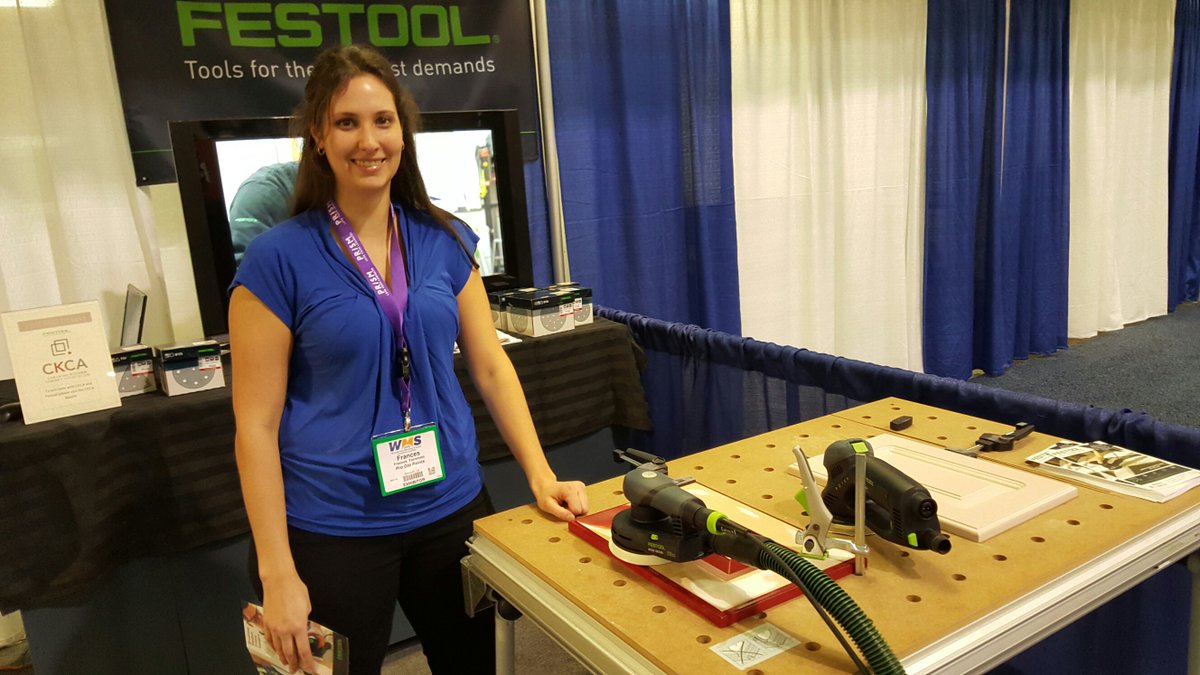 WoodworkingBiz's tweet photo. Festool shows its compact brushless motor sander at WMS 2015 wood show Toronto #wmstor15 https://t.co/G7zWjpBVGy