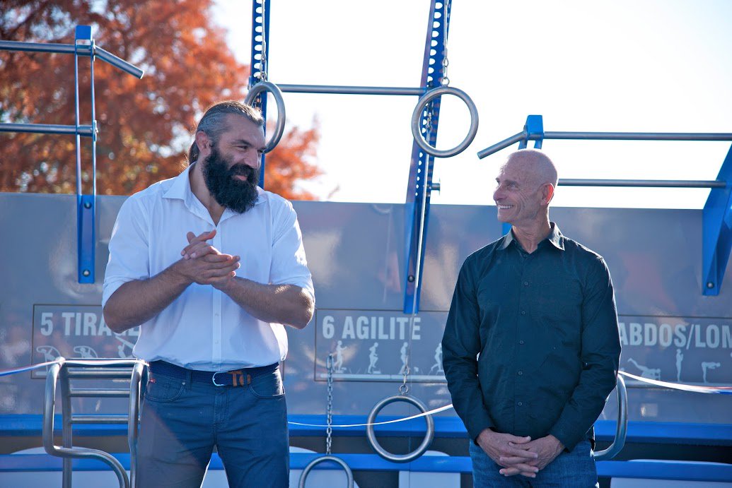 PNFFrance's tweet photo. Ville de #PierreBenite @sebchabal et Mitch Menaged fondateur de la National Fitness Campaign USA https://t.co/yJEC6d1UO9