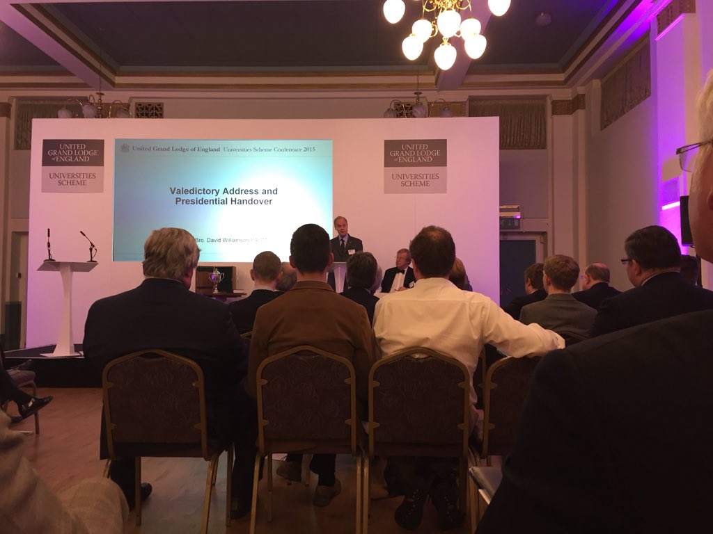 <a href="/UGLE_DKW/">David Williamson</a> valedictory speech as <a href="/UGLE_UniScheme/">Universities Scheme</a> President. A hard act to follow.