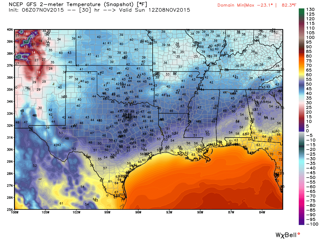 DrJoshWX's tweet photo. Front will cross the area overnight leaving temps. in the 50s Sunday Morning! #LessHumidity #LaWX #MsWX https://t.co/z3x4gleEWP