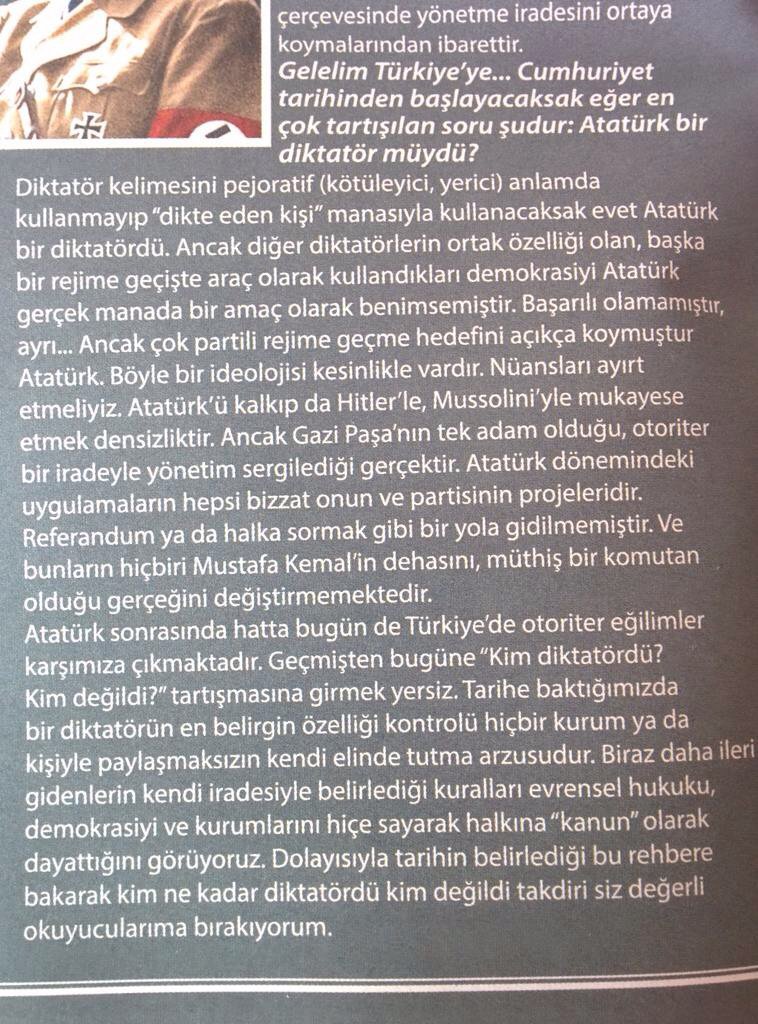 ILBERORTAYLIGSU's tweet photo. "Atatürk diktatör müydü?" 
İlber Ortaylı cevaplıyor. 
@kafadergisi yazısından... https://t.co/49fkdP06Z2