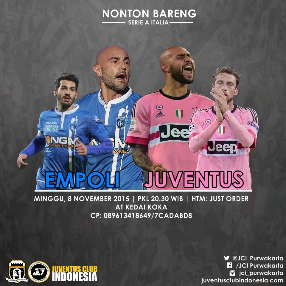#NobarSerieA Empoli vs JUVE | Minggu, 8/11 pkl 20.30 WIB | KedaiKoka | HTM order | 089613418649 | <a href="/InfoPwkEvent/">InfoPwk Event</a>