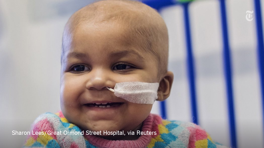 nytimes's tweet photo. A novel cell therapy untested in humans saves baby with cancer https://t.co/eWwQwjQZuM https://t.co/6ZKAYhZMQb