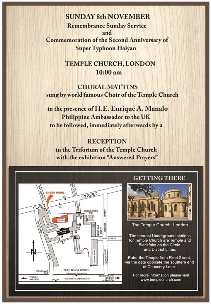philippinesinuk's tweet photo. Filipino-British communities in UK commemorate 2nd anniversary of #YolandaPH at @TempleChurchLDN #Yolanda2YearsOn https://t.co/YWjSqltsvD