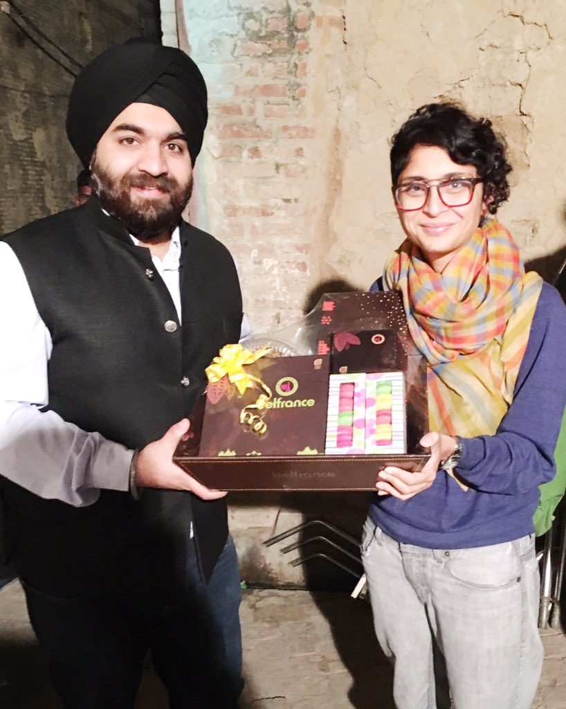 At the set of Dangal in Ludhiana. Wished Kiran Rao Ji, wife Happy Birthday with a Cake from BELFRANCE! 