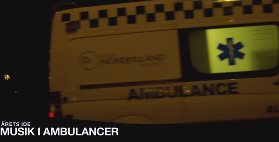 dma_tv2's tweet photo. Det geniale koncept med musik i amulancer til at nedsætte stress for patienter blev kåret som Årets Idé til #DMA15 https://t.co/mCKZma5f99