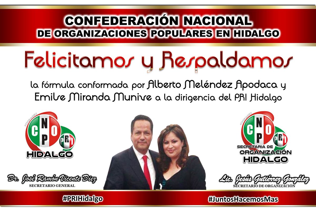 JesusGutiGlez's tweet photo. Muchas Felicidades @melendezapodaca y @EmilseMiranda1 #FormulaPRI @cdeprihidalgo @ObservatorioPRI @DifusionPriista https://t.co/CtnnFlDfKq