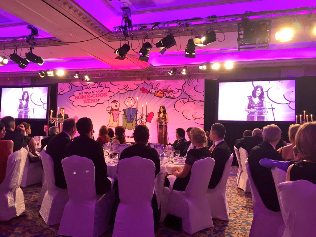 _melaniemay's tweet image. The lovely @GinaMiltiadou of @ZahraMedia taking to the stage at the @easyfoodmag #homecookhero awards. #HCH2015