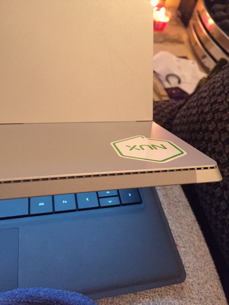 AlexMoran91's tweet photo. Repping the #NUX4 sticker on my surface. #UX #whenupnorth https://t.co/olM5yANo1G