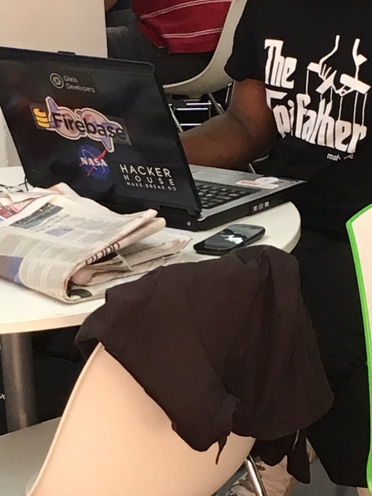 RythmLabs's tweet image. So this wins best apparel award - community voted, a t-shirt with  "The API-father" 😂😂😂 #api #hackathon #yoyoplay  …