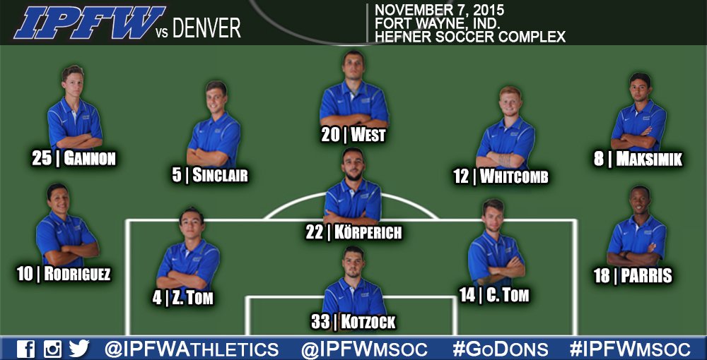 GoMastodons's tweet photo. Here is tonight's starting lineup for #IPFWmsoc Senior Night! Congrats Bill, Randy, Darnell, Jose, Austin &amp; Corey! https://t.co/o6SW4y8AaH