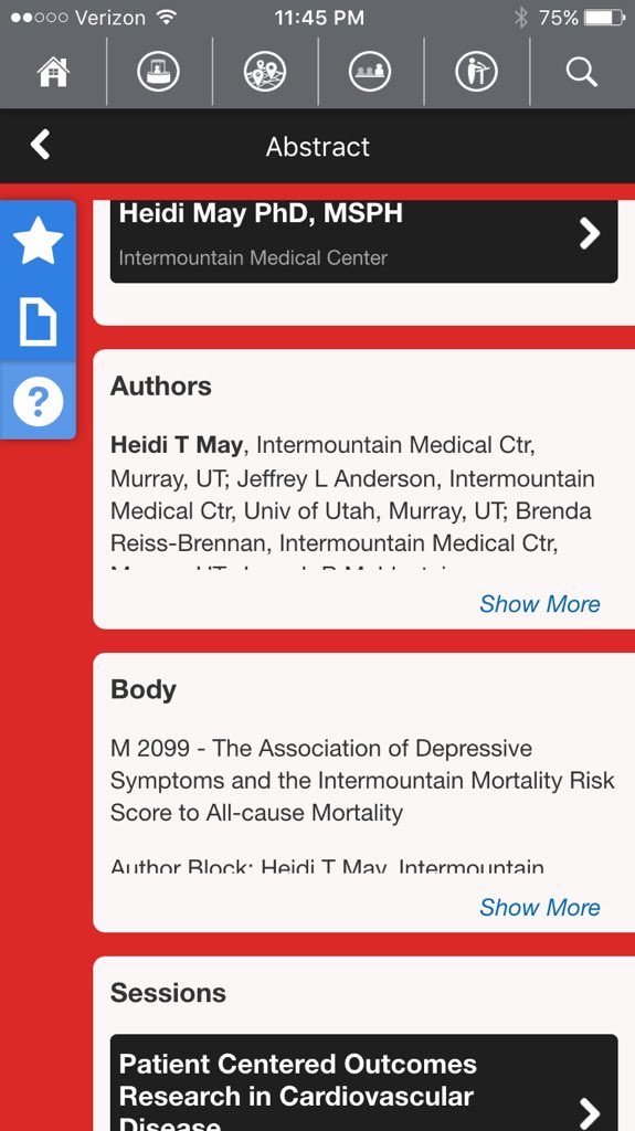 Dr Heidi May presents <a href="/Intermountain/">Intermountain Health</a> #riskscores &amp; #depression Mon Nov9 at 2:00pm #AHA15 poster 2099 <a href="/IntermtnMedCtr/">IntermountainMedCtr</a>