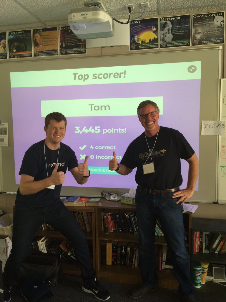 ThomasKAshley's tweet photo. I was the Remind/Kahoot Session Champ at #sdcue2015 today. #pvhswildcats #humblebrag @puhsd https://t.co/M2qWVNTdsZ