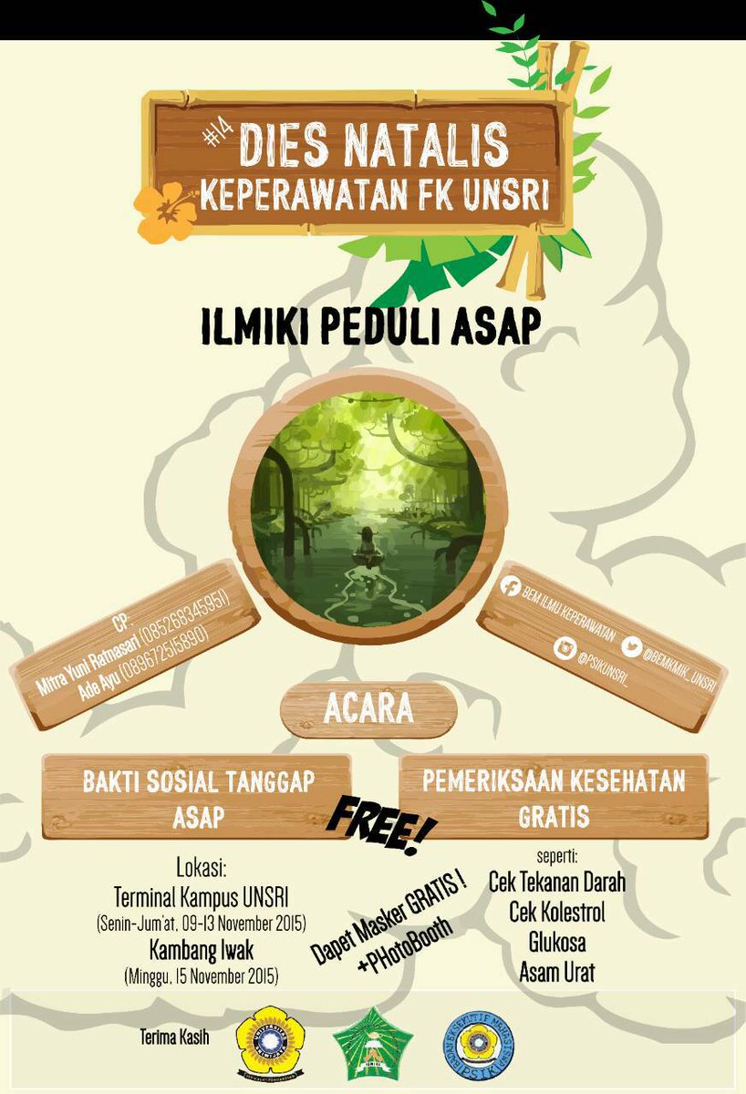 #ILMIKItanggapasap Pemeriksaan kesehatan FREE!! catat tanggal&amp;tempatnya. <a href="/HIMAPTEK_UNSRI/">HIMPUNAN PEND.TMESIN</a> @HIMAPEA_UNSRI <a href="/HMJA_UNSRI/">HMJ Akuntansi UNSRI</a>