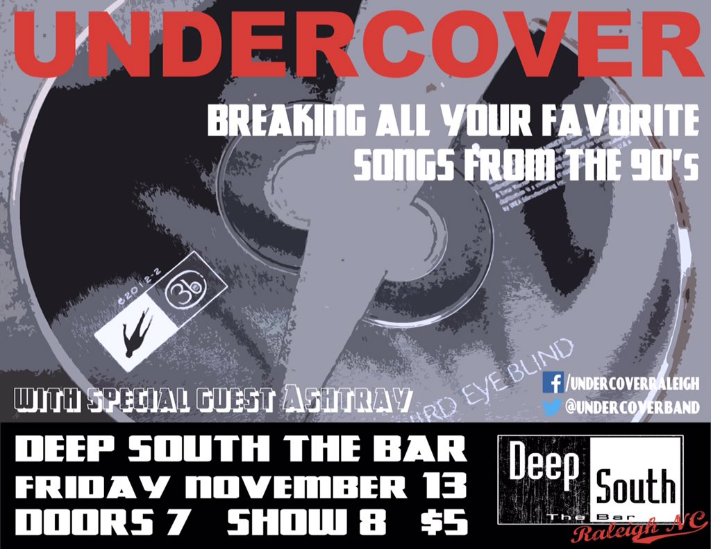 Undercover and Ashtray THIS FRIDAY NIGHT <a href="/DeepSouthBar/">DeepSouthBar</a>!!