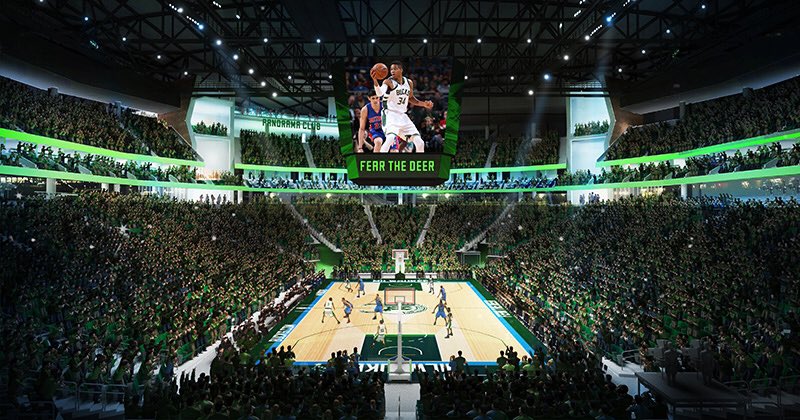 buckspodcast's tweet photo. @bucks release renderings of new arena! Looks pretty sweet! #OwnTheFuture check it out here https://t.co/8rGhzBEYRk https://t.co/8x78Lvwrys