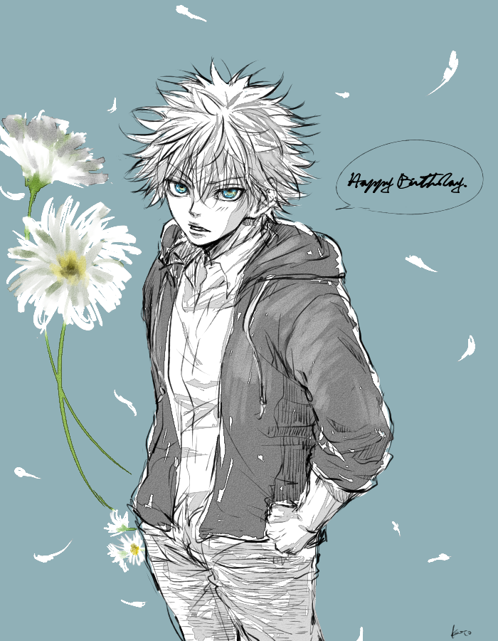 【rkgkキルア】10月クロロ描いたので11月はキルアで。11月お誕生日のみなさま、おめでとうございます。昼下がりのコーヒーブレイクと何ら変わらない平穏ならくがきやつぶやきに反応くださりいつもありがとうございます! 