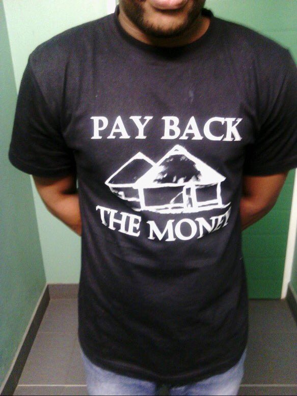 GugsM's tweet photo. You can now wear a Pay back the money tee. I love this country (sometimes) 😂 https://t.co/tyyo4Bm4eB
