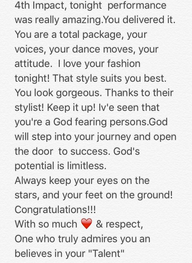 4minutemonsters's tweet photo. @4thImpactMusic Congratulations!!👏🏻🎉Thanks to your mentor @CherylOfficial who believes in you 😘 #XFactor 4th Impact https://t.co/cDYcZLA8Kz