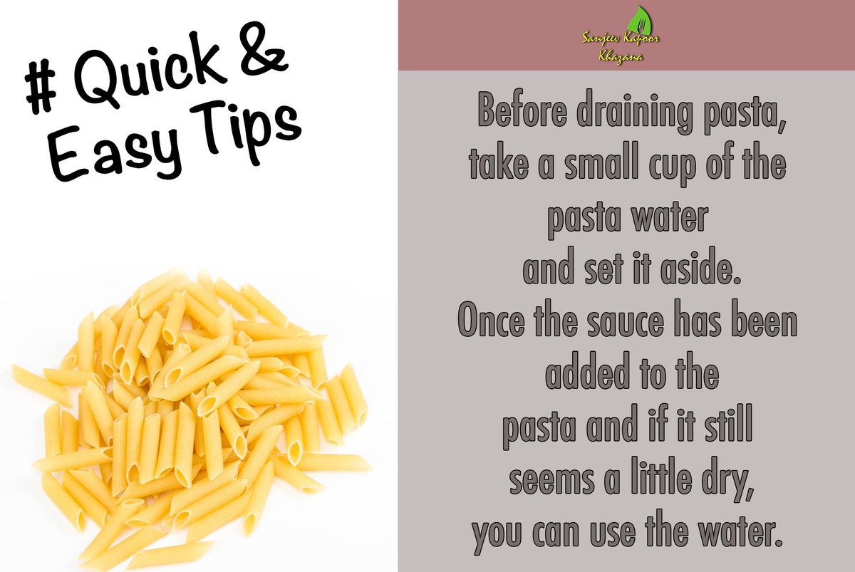 skkhazana's tweet photo. A nice tip to remember for when you are making your favourite pasta! #QuickandEasyTips https://t.co/JwyvlopEh3