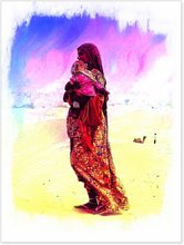 Enchanting! #Travel #Photography #Sunset #Desert #MomAndChild on goo.gl/CQuxOk #India #Rajasthan #Colorful