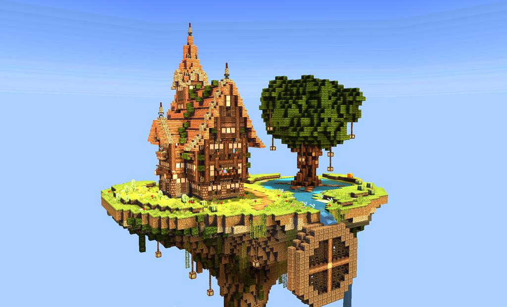 Schneid0124 V Twitter 気分転換に浮遊島を作ってみました 家を1軒 木を1本というシンプルかつお洒落に仕上げた つもりですw Minecraft マインクラフト マイクラpe Https T Co Nguswncfo6