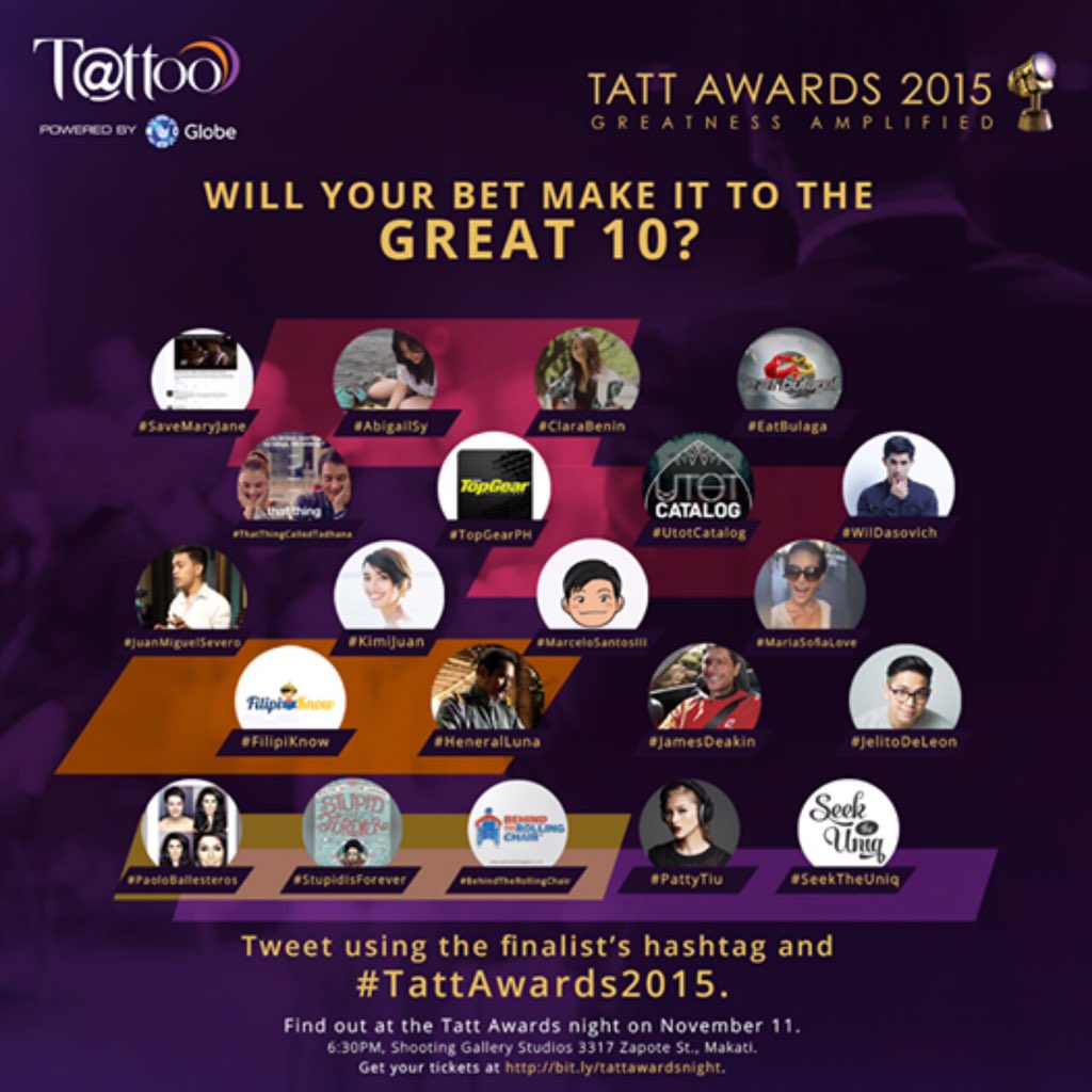 digitaloohph's tweet photo. Let's see on Wednesday if we made it to the Great 10, yes? ❤️ #TattAwards2015 Register here! https://t.co/sXnNGiJOUT https://t.co/IVRnLqcGEu