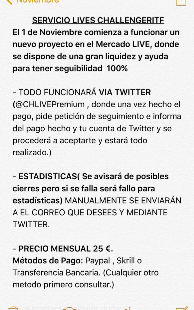 LIVEchallenger's tweet photo. Así funciona el servicio de LIVES EN @CHLIVEPremium 🎾 25€ / Metodos de pago: Paypal Skrill Transferencia bancaria https://t.co/jr9XAOBCYJ