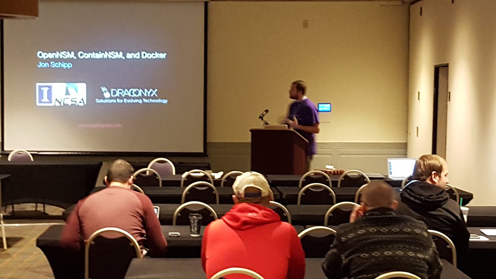 DraconyxNet's tweet photo. Our Director of Security, @JonSchipp, gave a presentation on @OpenNSM's #ContainNSM project at #SecureWV today https://t.co/IR3AN5ED1u