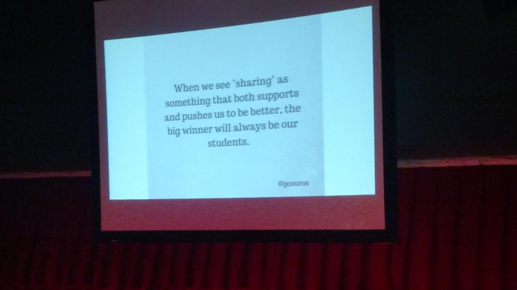 what2foxsay's tweet photo. @MrLands talks about sharing and used an awesome @gcouros quote! AWESOME! #gafesummit #techlikeafox https://t.co/b5LJ9XtWze